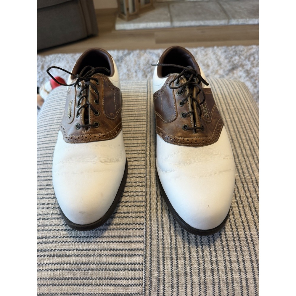 FootJoy DryJoys 53692 Golf Shoes Mens 11 W White Brown Leather Saddle